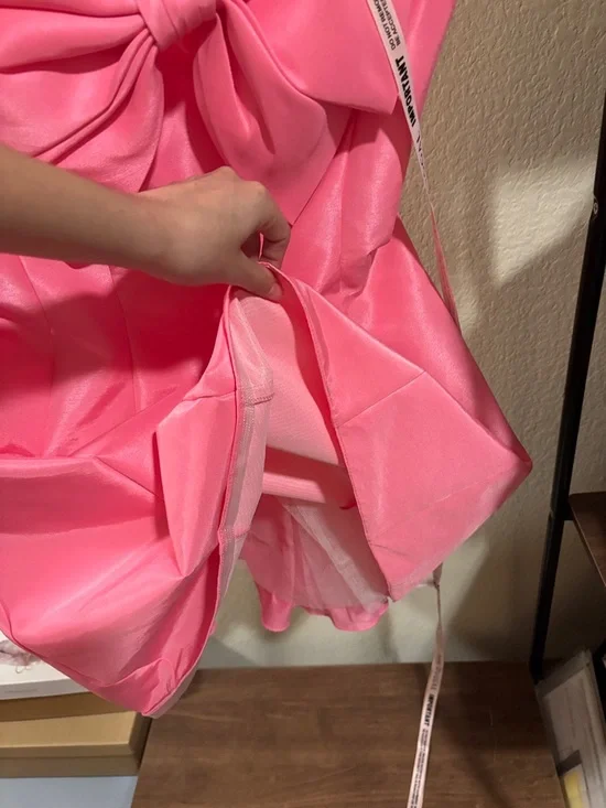 NWT Mac Duggar Convertible Strap Light Pink Bow-Front Party Mini Dress - Picture 2 of 6